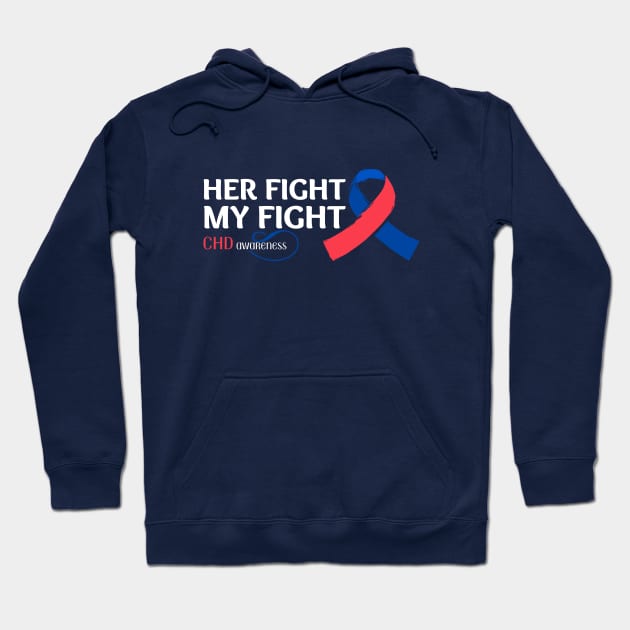 Her Fight, My Fight – CHD Awareness with Red & Blue Ribbon Illustration Hoodie by Tecnofa